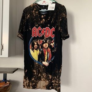 Missguided ACDC distressed shirt dress